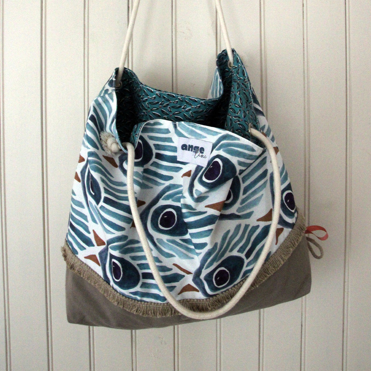 sac cabas femme VICKI marron et bleu